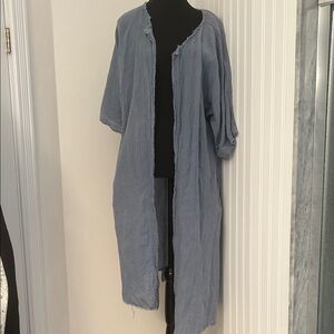 Casual Distressed Cotton Duster